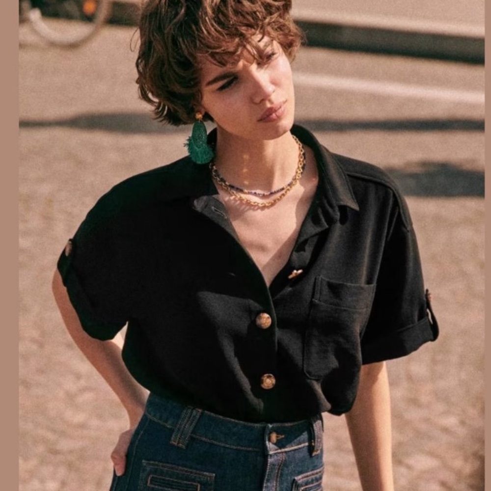 SEZANE Laurine Shirt in Black